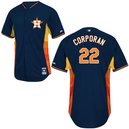 Carlos Corporan #22 Youth Baseball Jersey-Houston Astros Authentic 2014 Cool Base BP Navy MLB Jersey